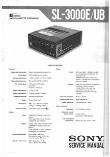 Sony SL 3000 UB Betamax manual. Camera Instructions.